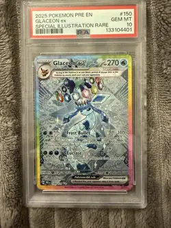 2025 Pokemon Prismatic Evolutions Glaceon SIR #150 PSA 10! - Image 1