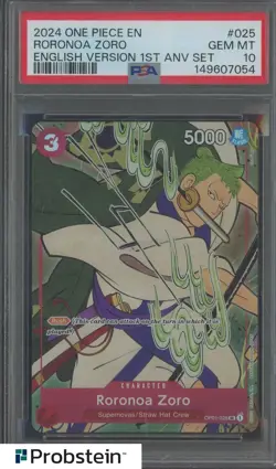 2024 One Piece EN English Version 1st Anniversary Set #025 Roronoa Zoro PSA 10 - Image 1