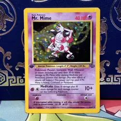 Pokemon Mr. Mime 6/64 Jungle Holo Rare 1st Edition English Card 1999 NM/M - Image 1