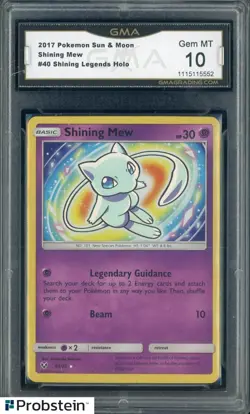 2017 Pokemon S & M Shining Mew #40 Shininig Legends Holo GMA 10 GEM MINT - Image 1