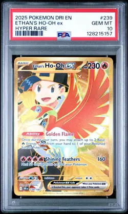 2025 POKEMON DRI EN-DESTINED RIVALS #239 ETHAN'S HO-OH EX HYPER RARE PSA 10 - Image 1