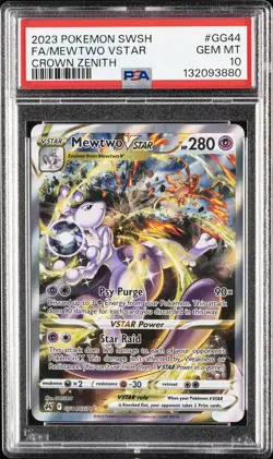2023 POKEMON SWORD & SHIELD CROWN ZENITH #GG44 FULL ART/MEWTWO VSTAR PSA 10 - Image 1