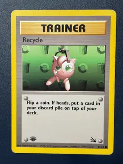 1x Pokemon Recycle 61/62 FO Fossil 1st Edition Moderately Played Free Shipping - Image 1