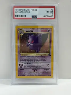 1999 POKEMON FOSSIL GENGAR HOLO 5 PSA 8 - Image 1