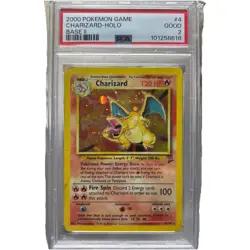 Pokemon 2000 Charizard #4/130 Base Set 2 Holo PSA 2 - Image 1