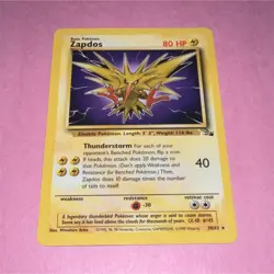 Pokemon Zapdos Rare 80 HP Fossil 30/62 The Pokemon Company 1999 - Image 1