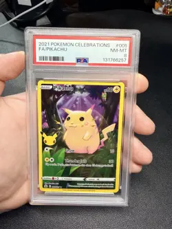 2021 Pokemon TCG Celebrations Pikachu Full Art Holo #005/025 PSA 8 - Image 1