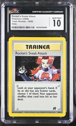 2000 Pokemon Team Rocket Rocket's Sneak Attack #16 Holo CGC 10 - Image 1