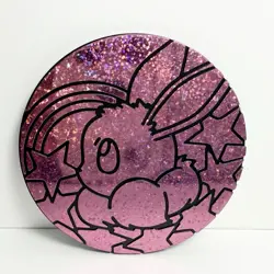 Pokemon Prismatic Evolutions JUMBO Glitter Eevee Coin Pink - Used - Image 1