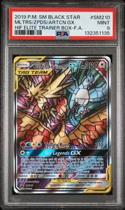 2019 POKEMON SM BLACK STAR PROMO FULL ART/MOLTRES & ZAPDOS & ARTICUNO GX PSA 9 - Image 1