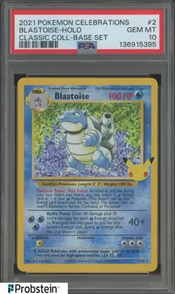 2021 POKEMON CELEBRATIONS #2 BLASTOISE-HOLO CLASSIC COLL-BASE SET PSA 10 - Image 1