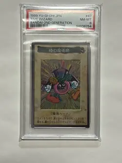 1999 YU-GI-OH! JPN BANDAI-2ND GENERATION #47 TIME WIZARD PSA 8 - Image 1
