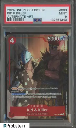 #1 2024 One Piece EB01 EN Alternate Art #003 Kid & Killer PSA 9 MINT - Image 1