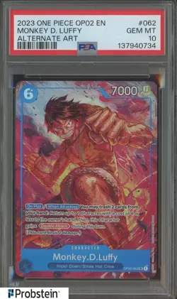 #1 One Piece OP02 EN Alternate Art #062 Monkey D Luffy PSA 10 GEM MINT - Image 1