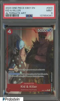#2 2024 One Piece EB01 EN Alternate Art #003 Kid & Killer PSA 9 MINT - Image 1