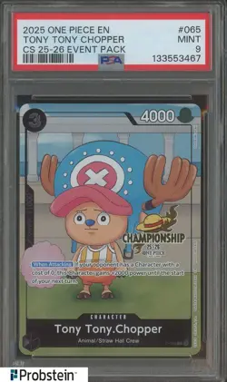 2025 One Piece EN Championship 25-26 Event Pack #065 Tony Tony Chopper PSA 9 - Image 1