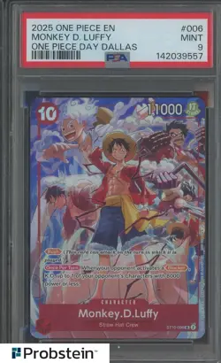 2025 One Piece EN One Piece Day Dallas #006 Monkey D. Luffy PSA 9 MINT - Image 1