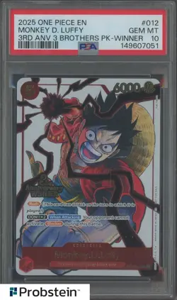 2025 One Piece EN 3rd Anv 3 Brothers Winner #012 Monkey D. Luffy PSA 10 - Image 1