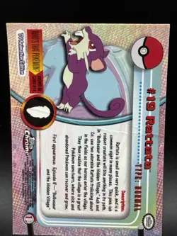 Rattata 2000 Topps Chrome Pokemon Rattata Chrome Card# 19 Pokemon Chrome Card - Image 5