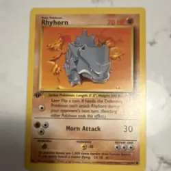 Pokemon TCG Rhyhorn Jungle 1st Edition 61/64 70 HP Common Regular English Card - Image 1
