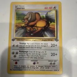 Pokemon Tauros Jungle 1st Edition 47/64 Uncommon 60 HP Regular English Card - Image 1