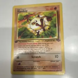 Pokemon TCG Mankey Jungle 1st Edition 55/64 30 HP Common Regular English Card - Image 1