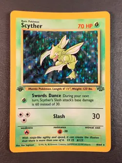 Scyther Jungle Set 10/64 1st Edition Holo Pokemon TCG Card - Vintage - Image 2
