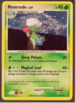 2007 ROSERADE 17/132 D&P SECRET WONDERS POKEMON CARD- RARE - HOLO -NM - Image 1