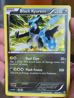 POKEMON BLACK KYUREM 100/149 RARE HOLOFOIL BOUNDARIES CROSSED LP/MP CARD - Image 1