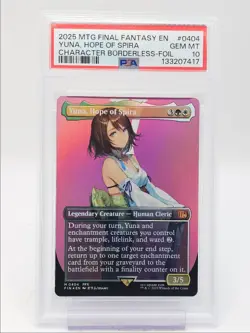 YUNA, HOPE OF SPIRA 2025 MAGIC FANTASY BORDERLESS FOIL MYTHIC PSA 10 Q6712 - Image 1