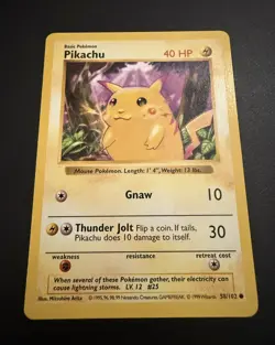 Pikachu - 1999 Pokemon Base Set - Shadowless Red Cheeks #58/102 *NM* - Image 1