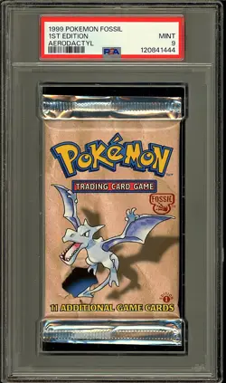 Pokemon 1999 WOTC 1st Edition Fossil Aerodactyl Sealed Booster Pack PSA 9 - Image 1