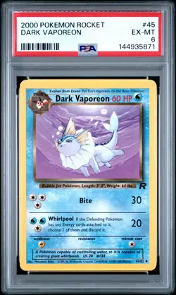 144935871 Dark Vaporeon 2000 Pokemon Team Rocket #45/82 PSA 6 - Image 1