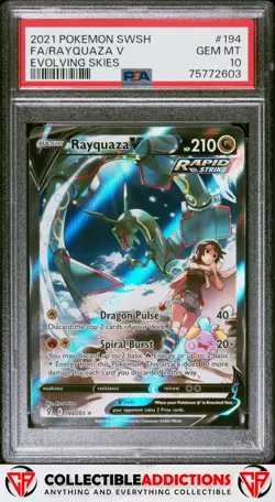 2021 Pokemon Sword & Shield Evolving Skies #194 Rayquaza V Evolving Skies PSA 10 - Image 1