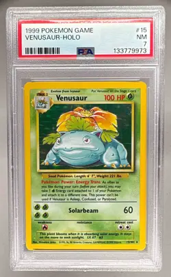 133779973 Venusaur 1999 Pokemon Unlimited #15 Rare Holo PSA 7 - Image 1