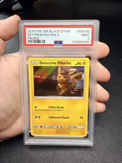 2019 POKEMON SM BLACK STAR PROMO #SM190 DETECTIVE PIKACHU-HOLO PSA 9 - Image 1
