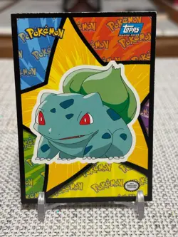 1999 Topps Pokemon The First Movie #S6 Bulbasaur (Sticker Card) Blue Logo LP - Image 1