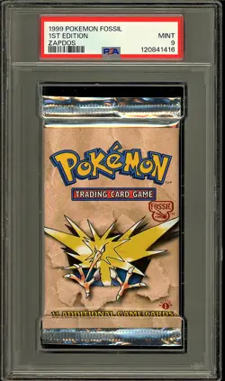 Pokemon 1999 WOTC Vintage 1st Edition Fossil Zapdos Sealed Booster Pack PSA 9 - Image 1