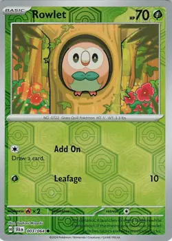 Rowlet Reverse Holo 003/064 Common SV: Shrouded Fable NM Pokemon - Image 1