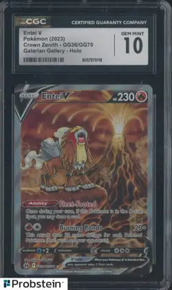 2023 Pokemon Crown Zenith Galarian Gallery #GG36 Entei V CGC 10 GEM MINT - Image 1