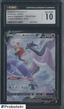 2022 Pokemon Astral Radiance Trainer Gallery #TG16 Galarian Articuno V CGC 10 - Image 1