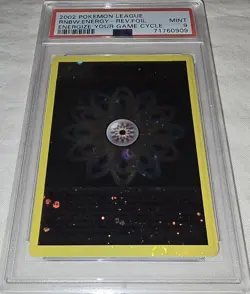2002 POKEMON LEAGUE ENERGIZE YOUR GAME CYCLE RAINBOW ENERGY-REVERSE FOIL PSA 9 - Image 1
