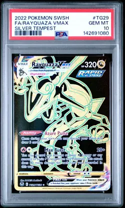 2022 POKEMON SWORD & SHIELD SILVER TEMPEST #TG29 FULL ART/RAYQUAZA VMAX PSA 10 - Image 1