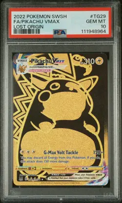 2022 POKEMON SWORD & SHIELD LOST ORIGIN #TG29 FULL ART/PIKACHU VMAX PSA 10 - Image 1