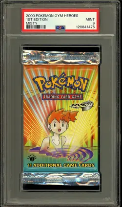 Pokemon 2000 Vintage WOTC 1st Edition Gym Heroes Misty Sealed Booster Pack PSA 9 - Image 1