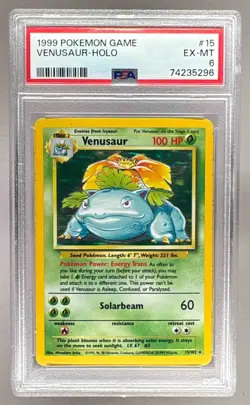 74235296 Venusaur 1999 Pokemon Unlimited #15 Rare Holo PSA 6 - Image 1