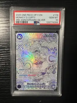 Namco Monkey.D.Luffy OP05-119 A Fist of Divine Speed Silver Foil Secret Rare PS… - Image 1
