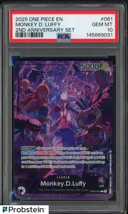 #2 2025 One Piece EN 2nd Anniversary Set #061 Monkey D. Luffy PSA 10 GEM MINT - Image 1