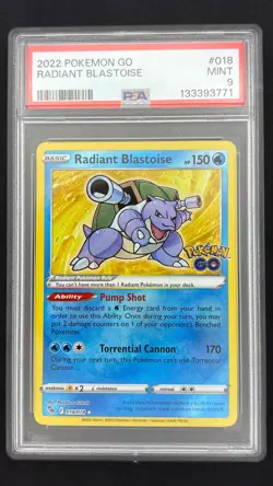 Radiant Blastoise 018/078 - Pokemon GO - Graded PSA 9 MINT Pokemon Card - Image 1