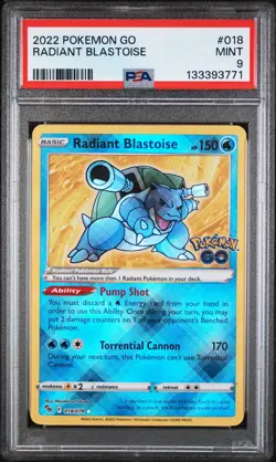 Radiant Blastoise 018/078 - Pokemon GO - Graded PSA 9 MINT Pokemon Card - Image 3
